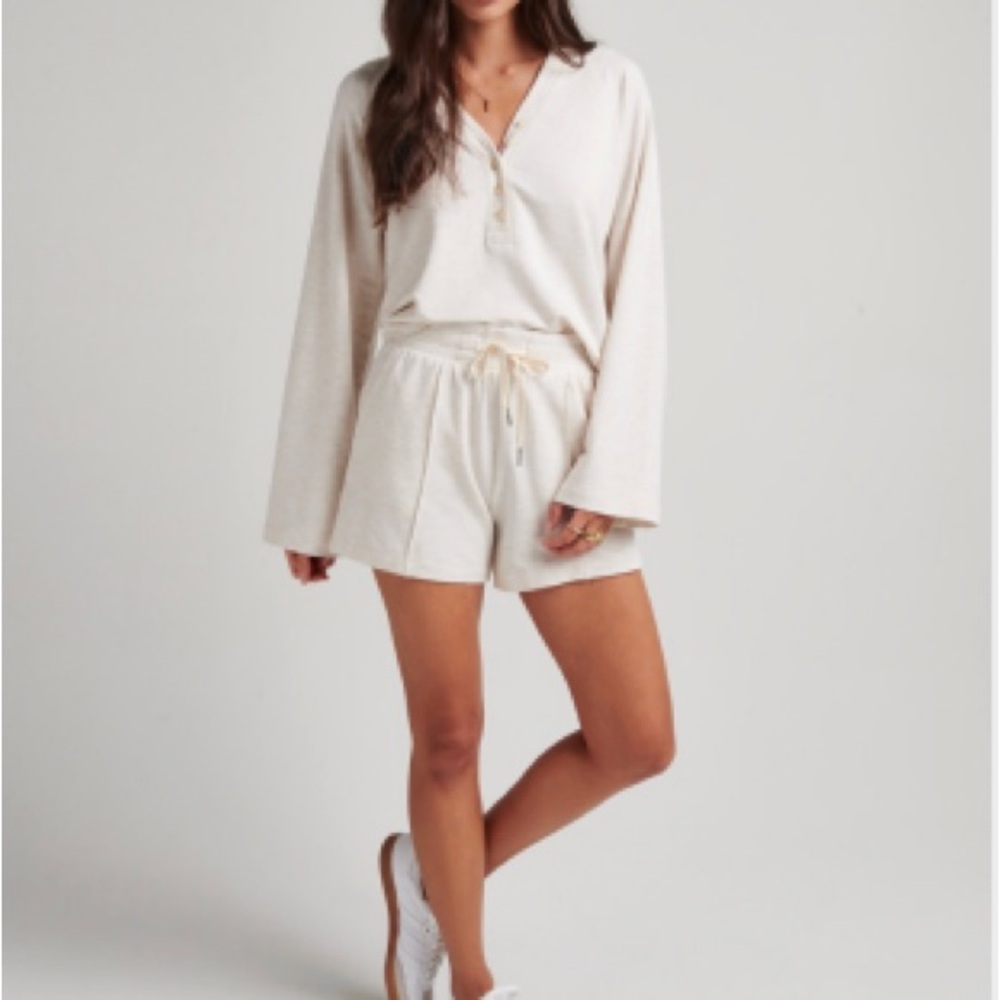 Travis Mathew Cream Button-Up Top